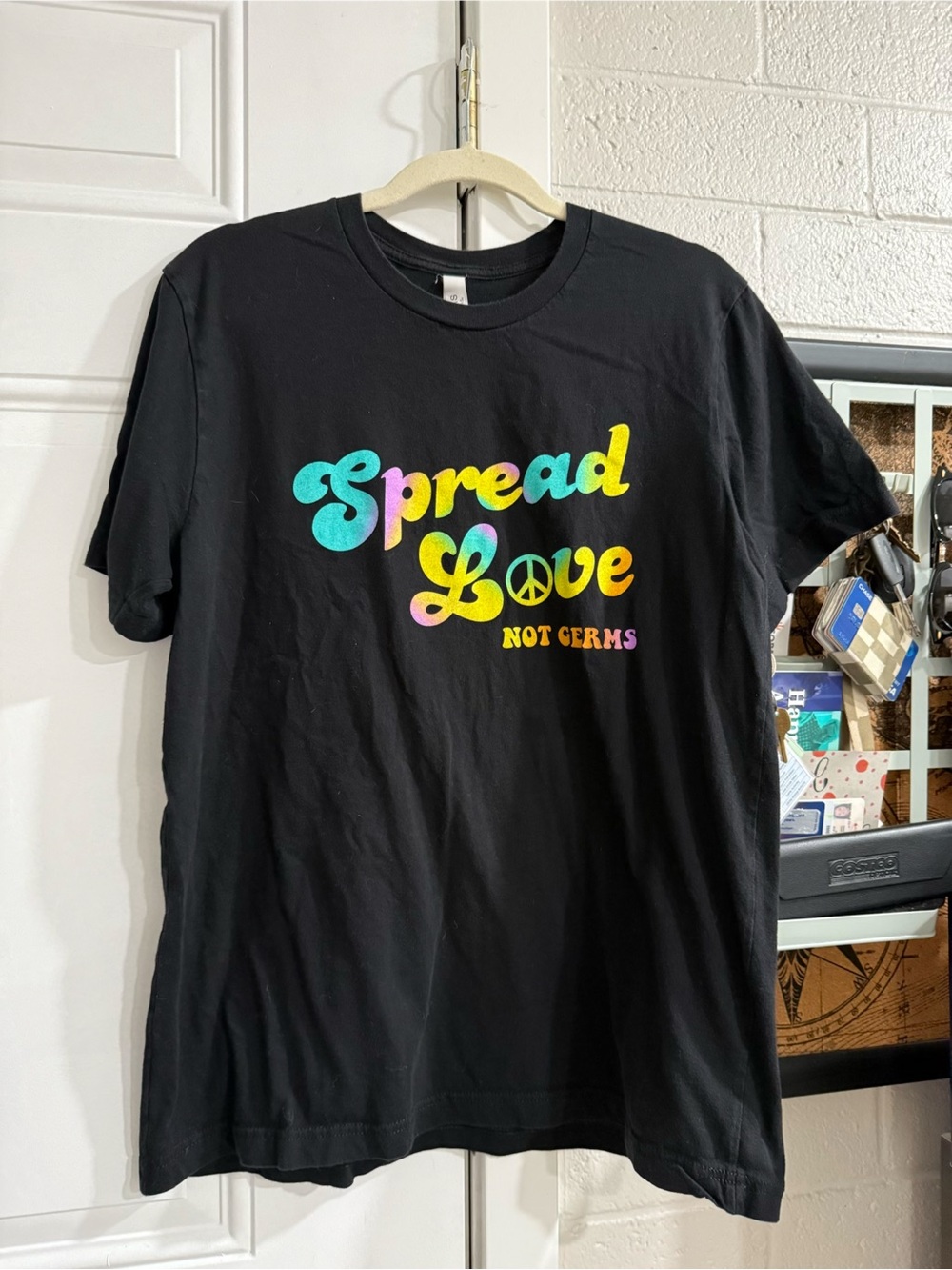 Banner Health - Spread Love Not Germs Black Graphic Tee - Rainbow Script